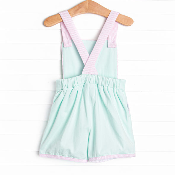 Aquamarine Maid Applique Short Romper, Green