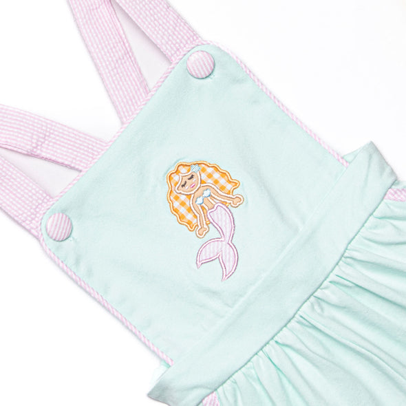 Aquamarine Maid Applique Short Romper, Green