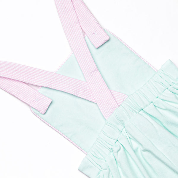 Aquamarine Maid Applique Short Romper, Green