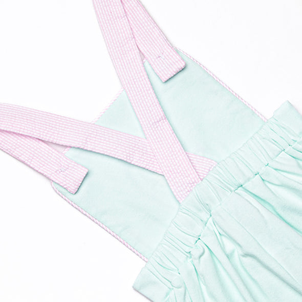 Aquamarine Maid Applique Short Romper, Green