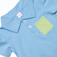 Levi Short Set, Medium Blue and Green Stripe