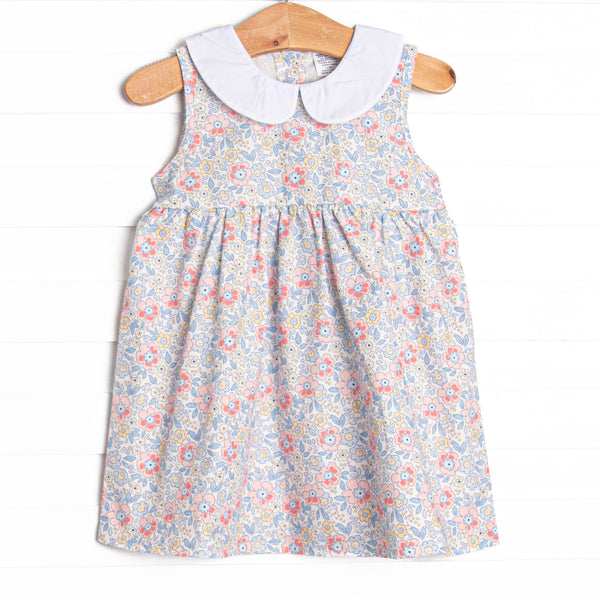 Felicity Florals Sleeveless Woven Dress, Blue