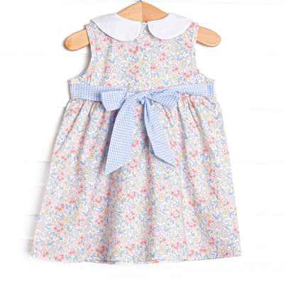 Felicity Florals Sleeveless Woven Dress, Blue