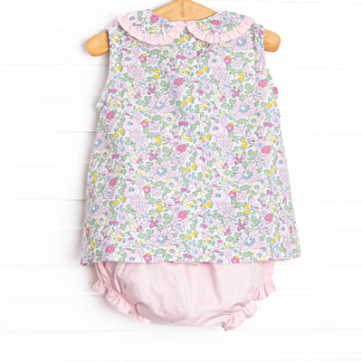 Briar Bow Blossoms Smocked Diaper Set, Pink