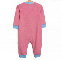 Gingerbread Express Applique Romper, Red Stripe