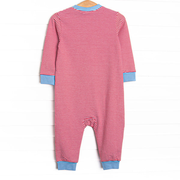 Gingerbread Express Applique Romper, Red Stripe