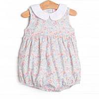 Felicity Florals Sleeveless Collared Bubble, Blue