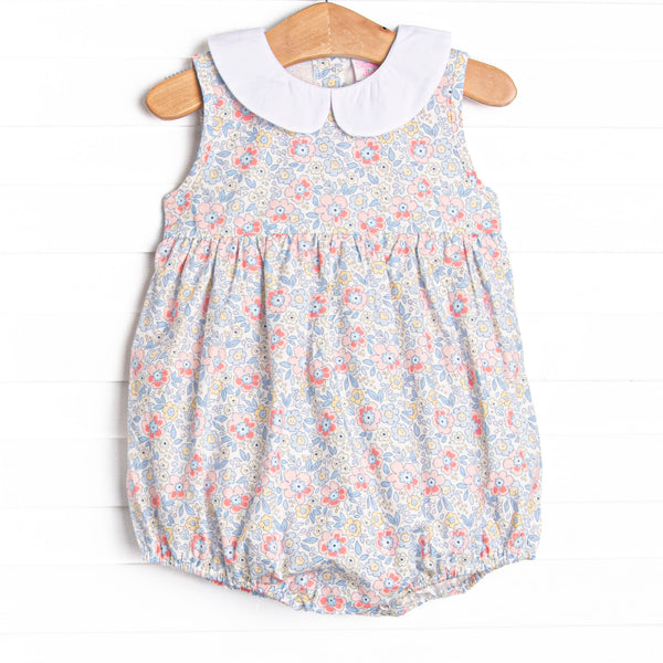 Felicity Florals Sleeveless Collared Bubble, Blue