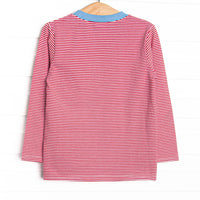 Gingerbread Express Applique Top, Red Stripe