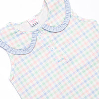 Paradise Plaid Ruffle Short Set, Blue