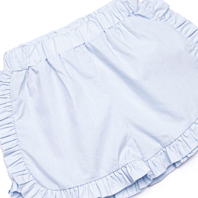 Paradise Plaid Ruffle Short Set, Blue