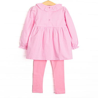 Boughs of Bows Embroidered Side Tie Legging Set, Pink