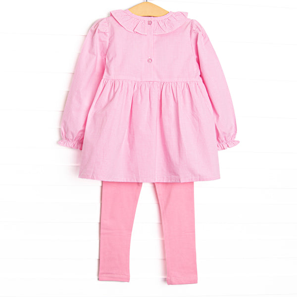 Boughs of Bows Embroidered Side Tie Legging Set, Pink