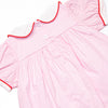 Alphabet Apples Embroidered Ruffle Short Set, Pink
