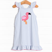 Fuchsia Feathers Applique Dress, Blue