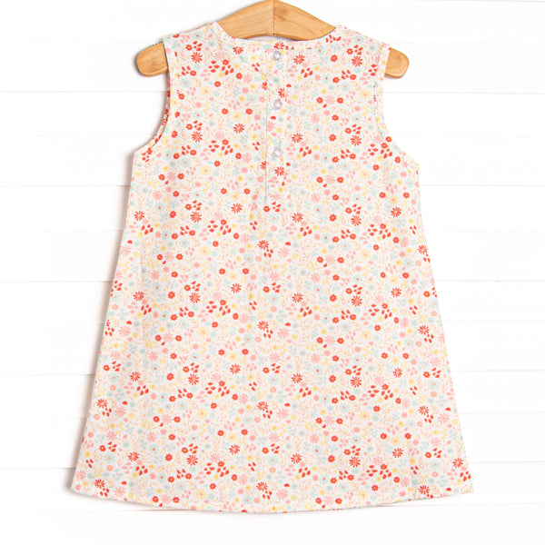 Petals and Poppies Scalloped Pocket Dress, Red