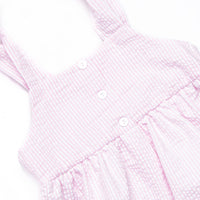 Tulum Tropics Smocked Short Set, Pink Seersucker