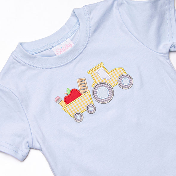 Planting Knowledge Applique Top, Blue