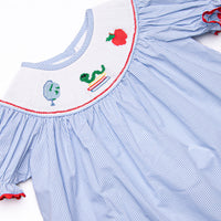 Global Studies Smocked Bishop Dress, Blue Stripe