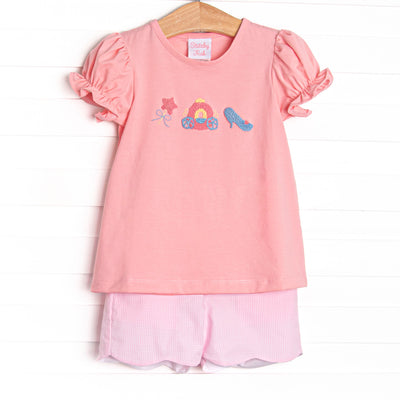 French Knot Fairytale Embroidered Short Set, Pink