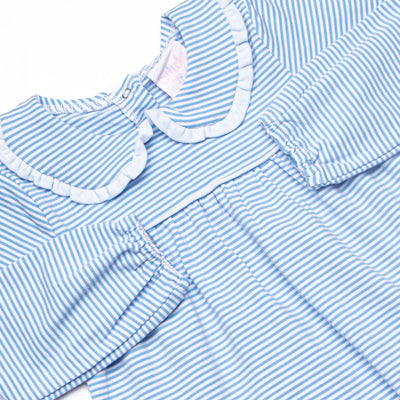 Lydia Romper, Medium Blue Stripe