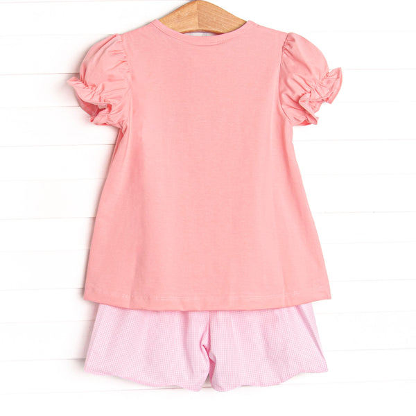 French Knot Fairytale Embroidered Short Set, Pink