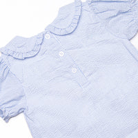 Composition Cutie Applique Dress, Blue Seersucker