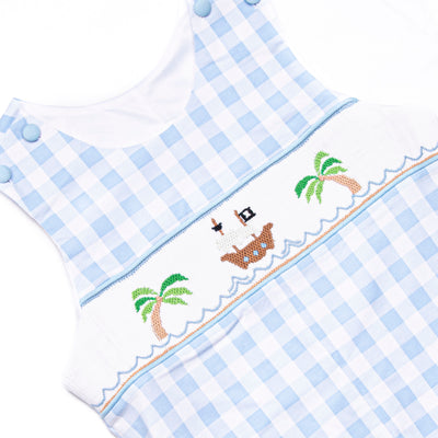 Treasure Island Smocked Jon Jon, Blue