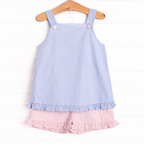 Summer Blues Ruffle Short Set, Blue