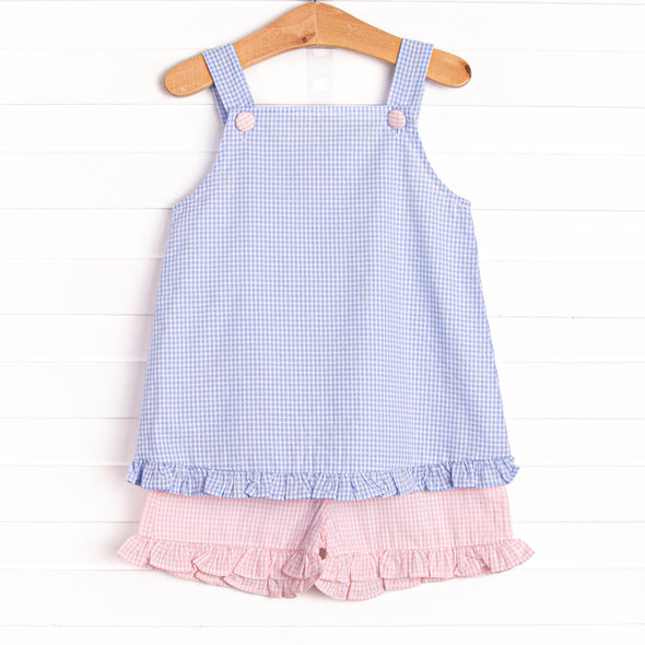 Summer Blues Ruffle Short Set, Blue