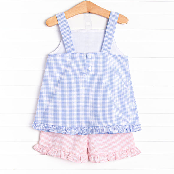 Summer Blues Ruffle Short Set, Blue