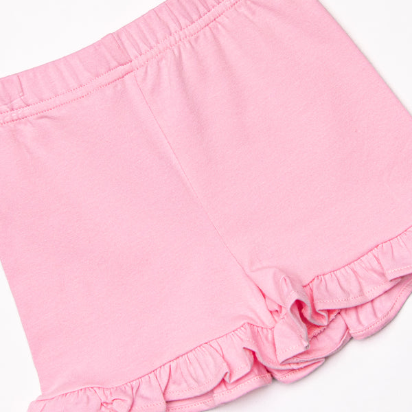 Pink Lady Lemon Applique Ruffle Short Set, Pink