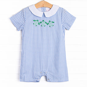 Slow Motion Shuffle Applique Short Romper, Blue