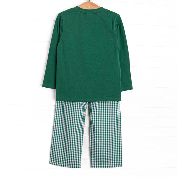 Merry Mallard Applique Pant Set, Green