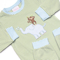 Monkey Business Applique Romper, Green