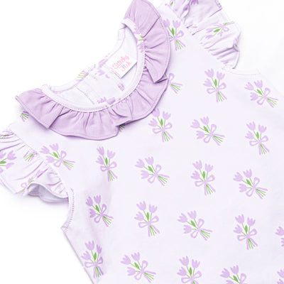 Tossing Tulips Ruffle Short Set, Purple