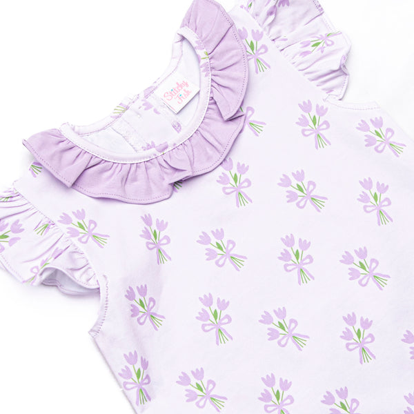 Tossing Tulips Ruffle Short Set, Purple