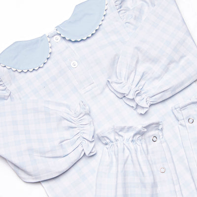 Pondside Picnic Romper, Blue Gingham