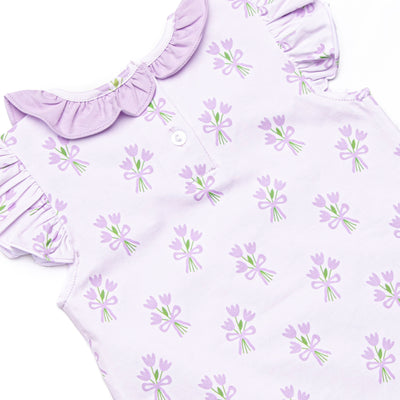 Tossing Tulips Ruffle Short Set, Purple