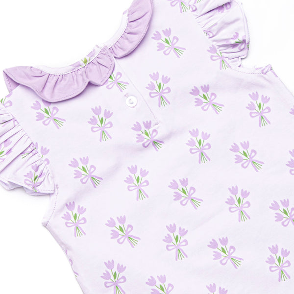 Tossing Tulips Ruffle Short Set, Purple