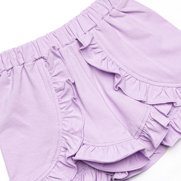 Tossing Tulips Ruffle Short Set, Purple