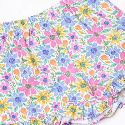 Groovy Garden Ruffle Short Set, Purple