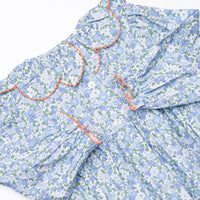 Pumpkin Posy Smocked Dress, Blue
