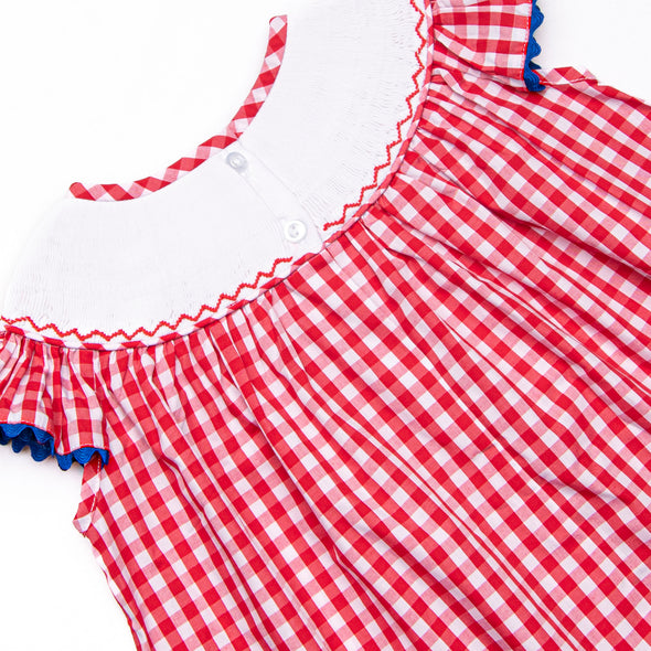 My First Day Smocked Bishop Dress, Red
