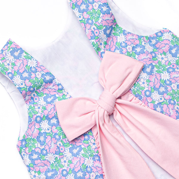Floral Fairytale Applique Ruffle Diaper Set, Blue