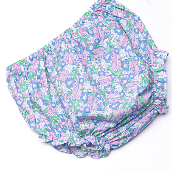 Floral Fairytale Applique Ruffle Diaper Set, Blue