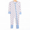 Turkey Trot Bamboo Zippy Pajama, Blue