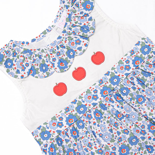 Apple Blossoms Applique Bubble, Blue