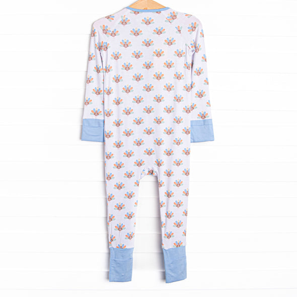 Turkey Trot Bamboo Zippy Pajama, Blue