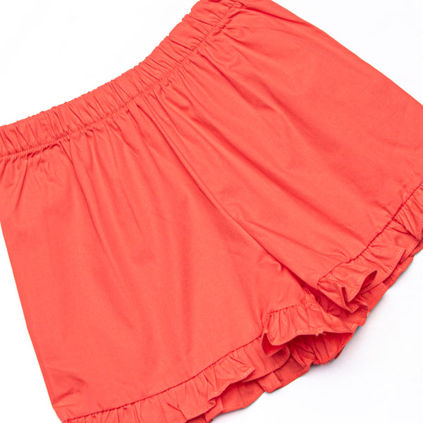 Petals and Poppies Scalloped Flutter Sleeve Short Set, Red